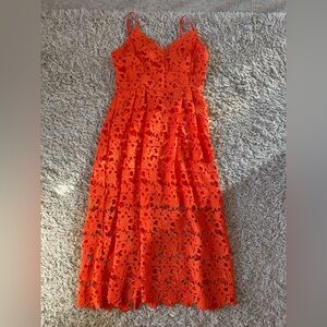 Lulu’s Endless Rose Bright Orange Lace Wedding Guest Dress Size Small
